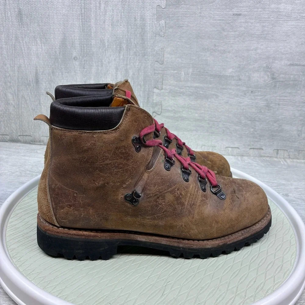 Vintage Hiking Mountaineering Boots Mens 12 Brown Suede Leather Vibram Lug Sole
